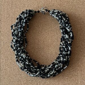 Elegant Black and Silver Beaded Necklace